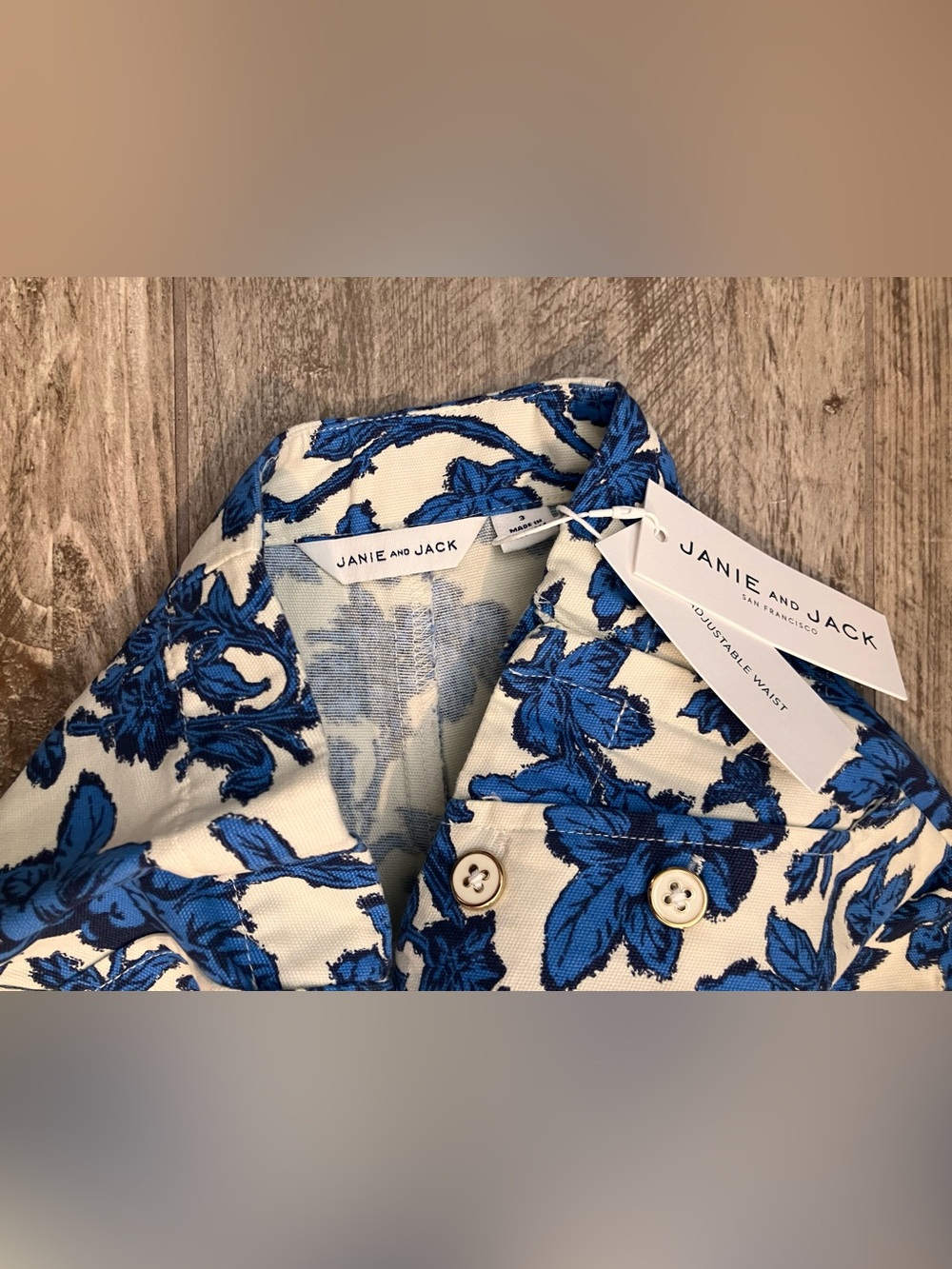 Janie and Jack Blue Floral Button Front Top - Picture 4 of 4